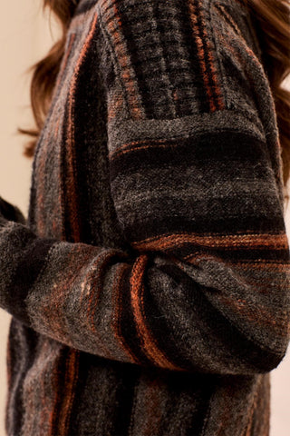 Yarn Dye Boat Neck Long Sleeve Sweater-M steel