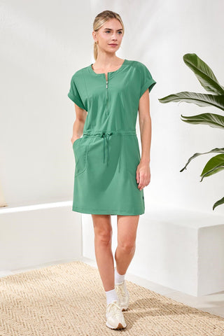 Robe Zippée Avec Cordon De Serrage-Verdure