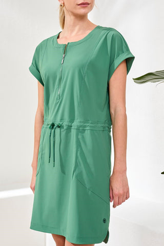 Robe Zippée Avec Cordon De Serrage-Verdure